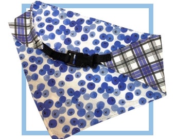 Maine Blueberry & Plaid Reversible Dog Bandana