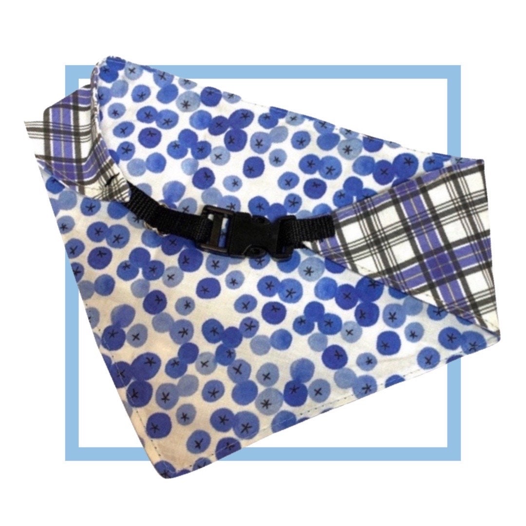 Maine Blueberry & Plaid Reversible Dog Bandana
