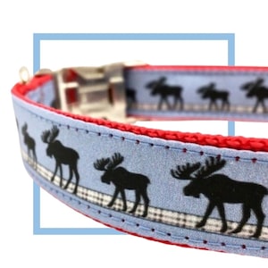 Moose Dog Collar, Leash or Harness with Personalized Engraved Buckle Option