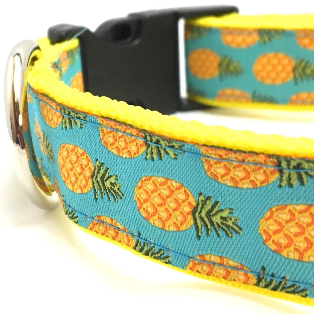 Pineapple Dog Collar Leash or Harness With Personalized Metal Etsy