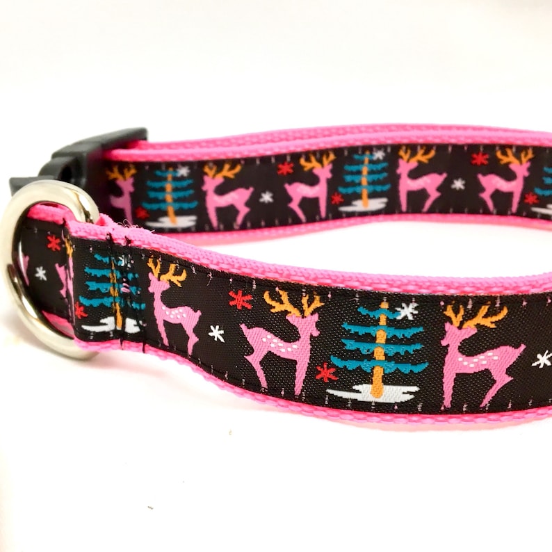 Pink Reindeer Christmas Dog Collar Harness or Leash for Girls Etsy