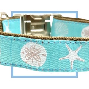 Summer Beach Dog Collar, Harness or Leash with Personalized Engraved Buckle Upgrade Option