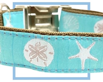 Summer Beach Dog Collar, Harness or Leash with Personalized Engraved Buckle Upgrade Option