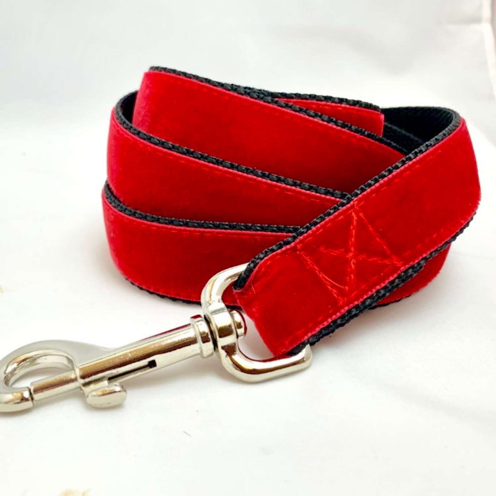 Red Velvet Dog Collar Leash or Harness With Personalized Etsy