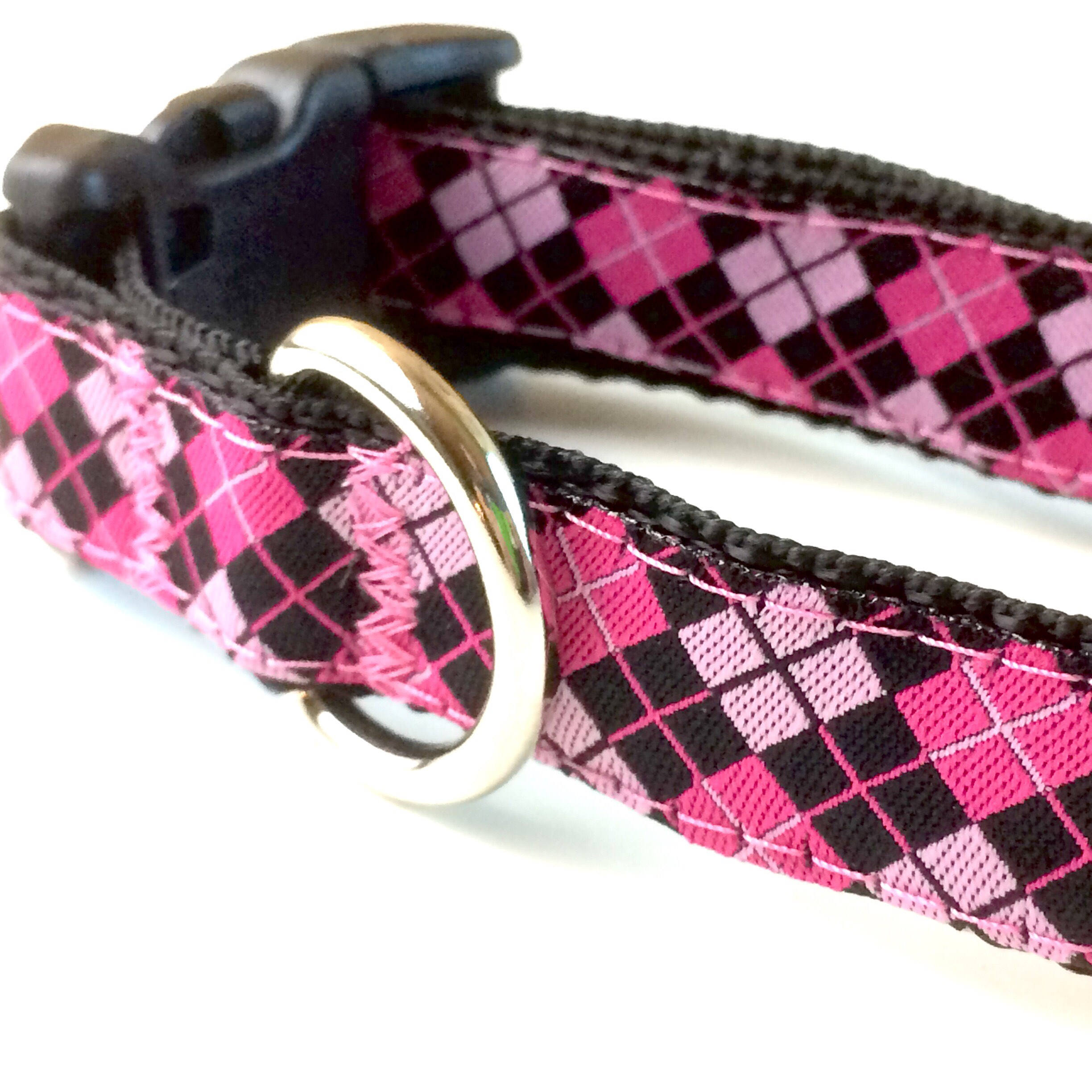 Pink Plaid Dog Collar Pink Plaid Leash Pink Plaid Harness