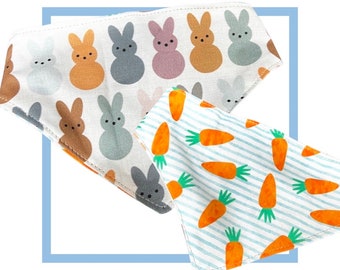 Marshmallow Bunnies & Carrots Reversible Dog Bandana