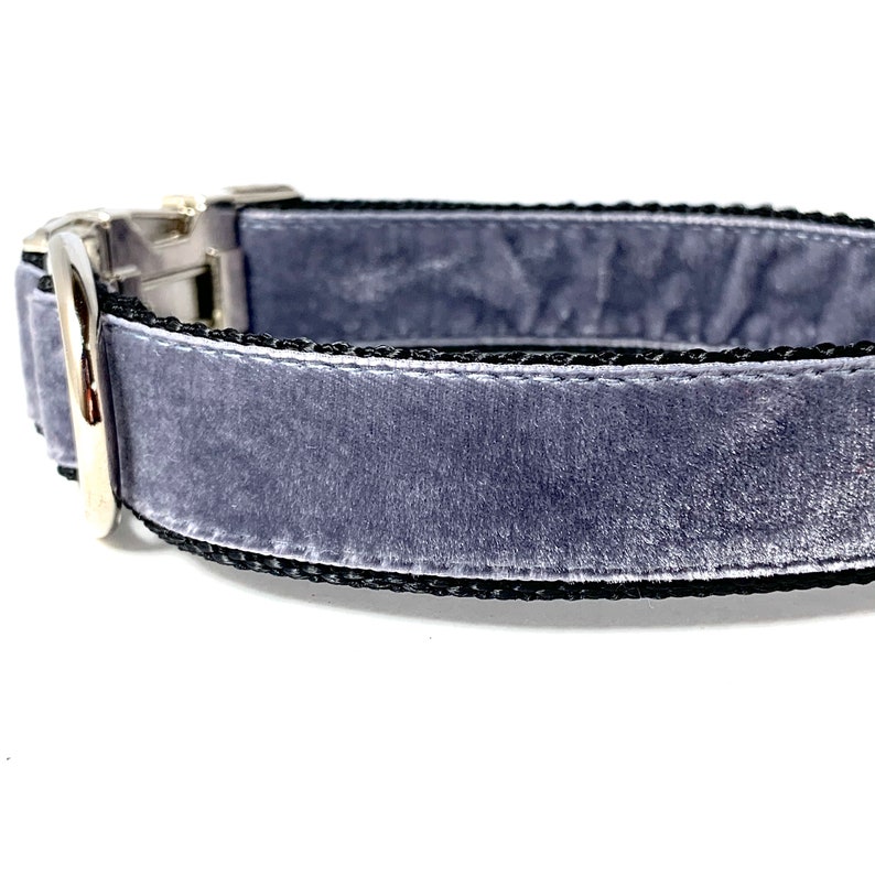 Gray Velvet Dog Collar Leash or Harness With Personalized Etsy