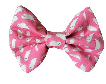 Pink Ghost Halloween Bow Tie for Dogs