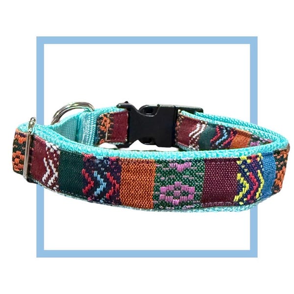 Aztec Stripes Dog Collar, Harness or Leash with Personalized Engraved Buckle Upgrade option