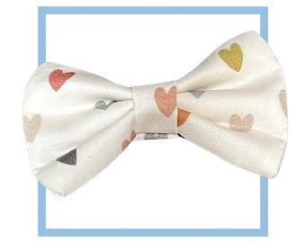 Neutral Hearts Bow Tie for Dogs