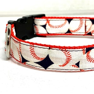 Baseball Dog Collar, Harness or Leash with Personalized, Engraved Buckle Option image 7