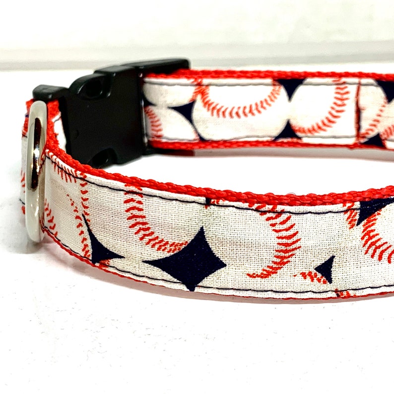 Baseball Dog Collar, Harness or Leash with Personalized, Engraved Buckle Option image 7