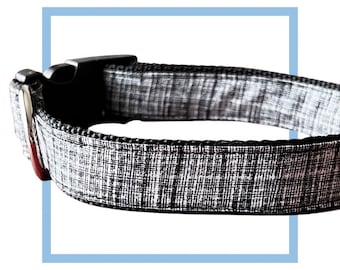 Black Crosshatch Dog Collar, Harness or Leash with Personalized Metal Buckle Option