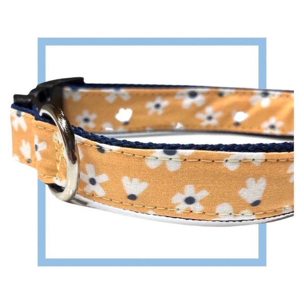Yellow Daisy  Dog Collar, Harness or Leash with Personalized Engraved Buckle Option