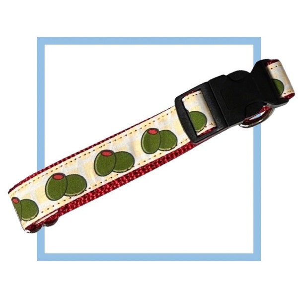 Olive Dog Collar, Harness or Leash with Personalized Engraved Buckle Upgrade Option