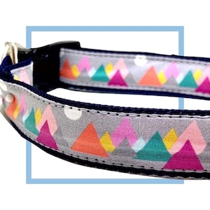 The Mountains Dog Collar, Leash or Harness with Personalized Engraved Buckle Upgrade Option