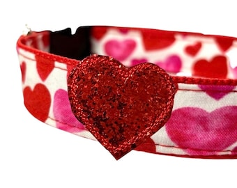 Glitter Heart Valentine Dog Collar Charm