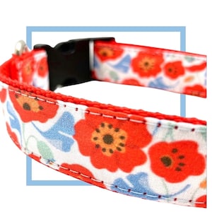 Poppy Dog Collar, Harness or Leash with Personalized Metal Buckle Option