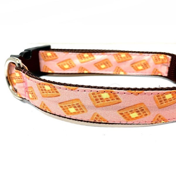 Strawberry Waffles Dog Collar, Leash or Harness with Personalized Buckle Option