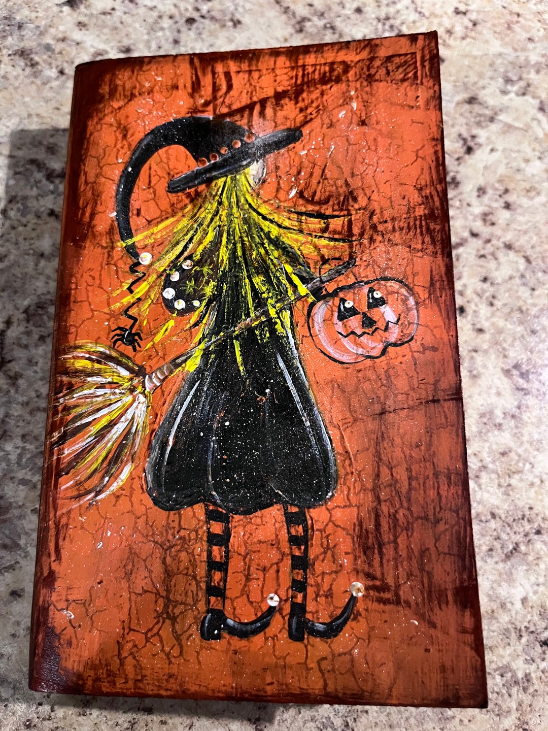 Halloween Witch Book, Fall Book , Hand Painted Whimsical Witch Book - Etsy