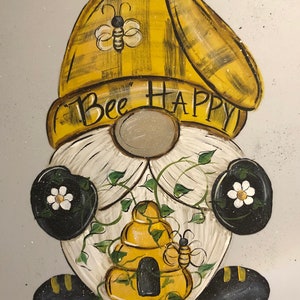 Gnome Painting,Gnome with Beehive Painting, Summer Gnome,Bee Happy Gnome