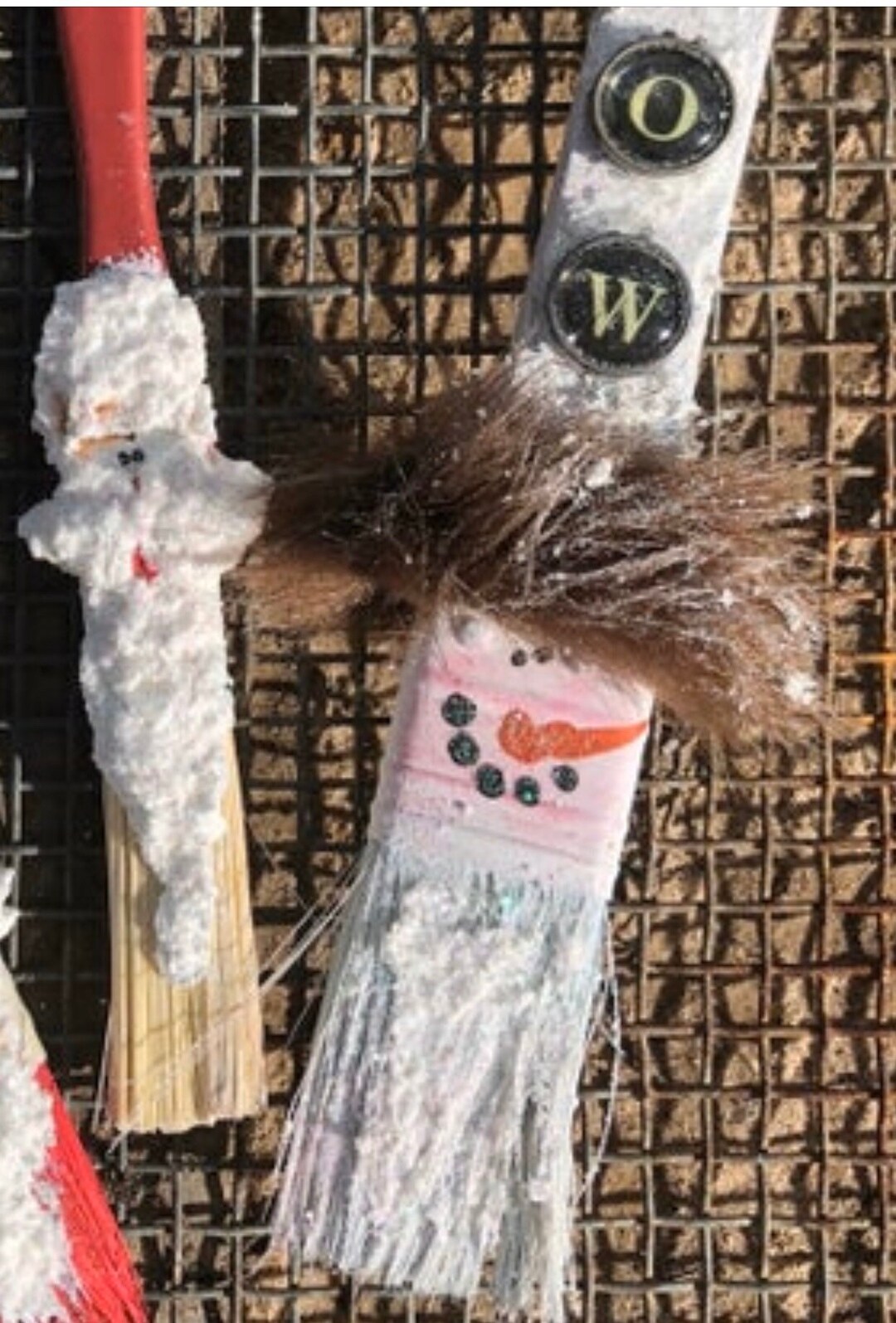 Snowman Paint Brush Ornament, Hand Painted Paint Brush Ornament