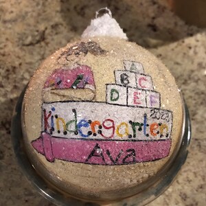 Kindergarten ornament ,Christmas ornament, ABC ornament, Glass ornament , Hand painted ornament, Personalized ornament,School ornament