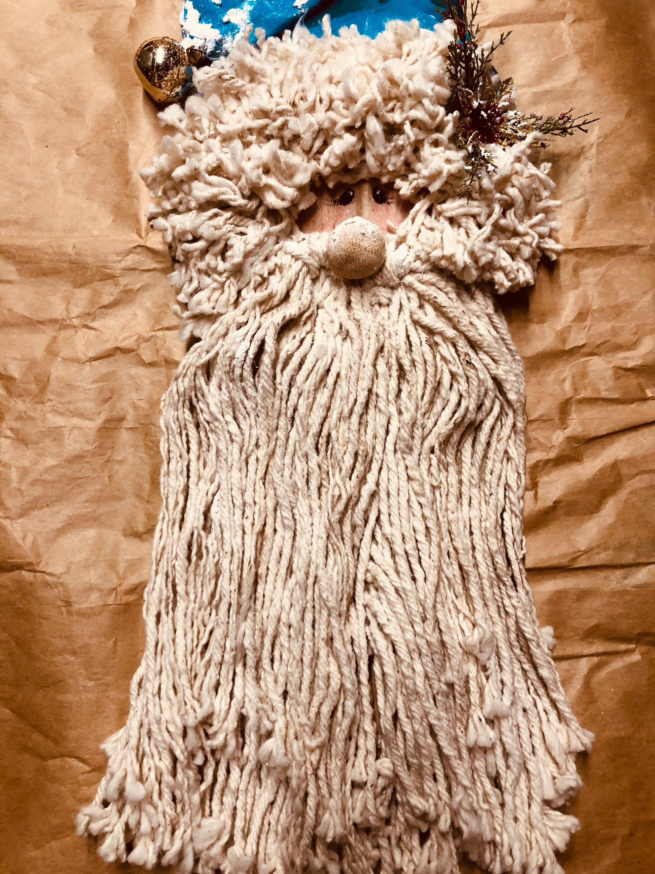 Vintage Santa Mop head Holiday Mop head Christmas Santa Etsy