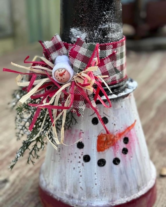 Snowman made with Clay pot,