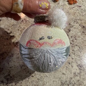 Santa ornament,Christmas ornament, Glass ornament , Hand painted ornament, Winter ornament, Holiday ornament