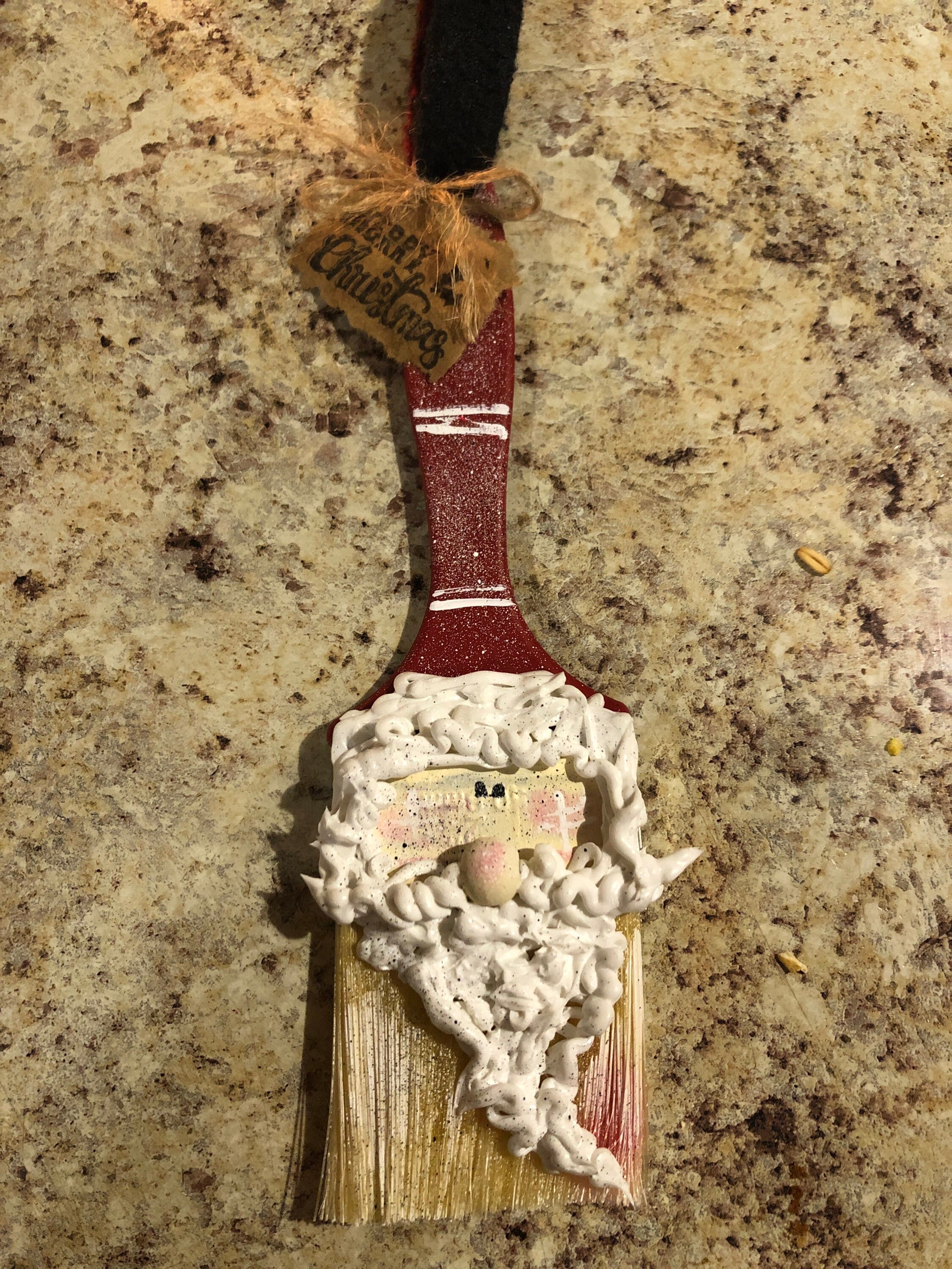 Santa Paint Brush Ornament Hand Painted Paint Brush Ornament Etsy