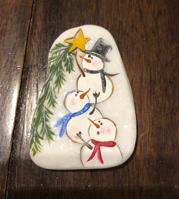 Snowman Face Chistmas Decoative Hand Painted Ocks, Gaden