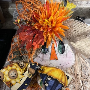 Scarecrow Girl, Scarecrow Lady on Old Bed Spring, Autumn Scarecrow Girl on Old Bed Spring. Free Shipping