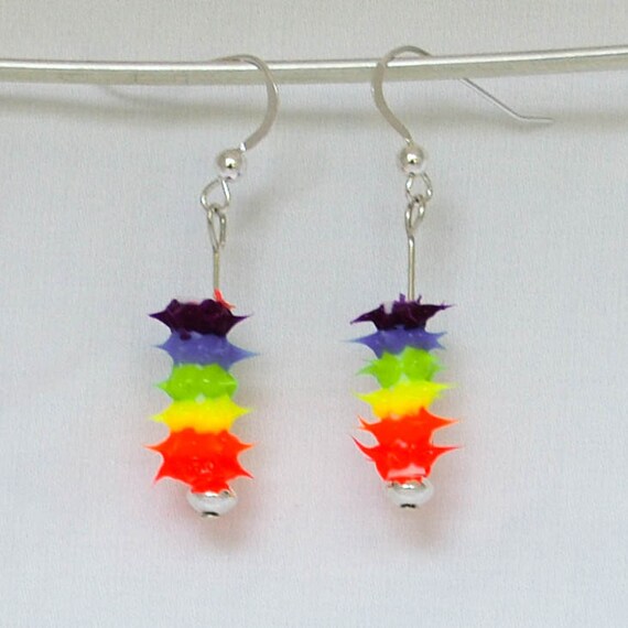 rainbow spiky earrings spiky rubber earrings spiky tube Etsy