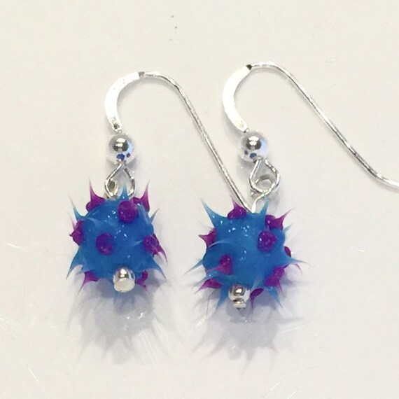 Blue and purple spiky earrings spiky rubber earrings spiky Etsy