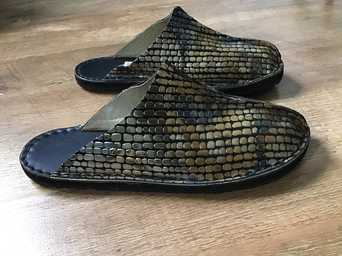 Ladies Leather Metallic Mules/Slipper UK 4 37 Absolutely Etsy Italia