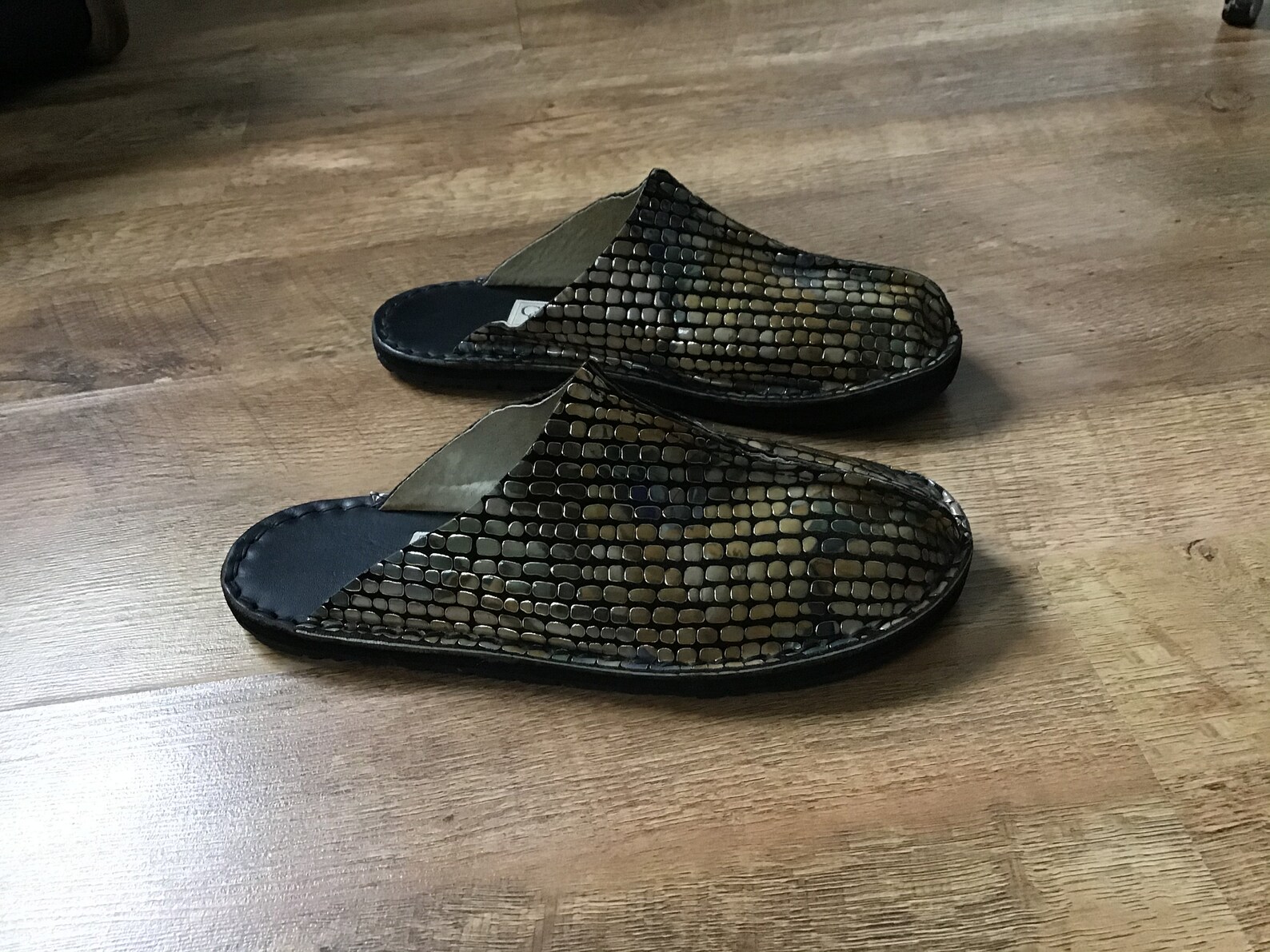 Ladies Leather Metallic Mules/Slipper UK 4 37 Absolutely Etsy Italia