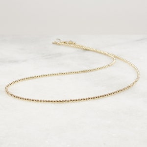 Everyday 14k Gold Filled Bead Necklace, 2mm Bead, Tiny Bead Necklace, Gold Bead Necklace, Minimalist Choker Necklace
