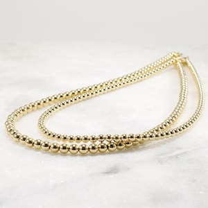 14k Gold Filled Bead Necklace: Luxe Chunky Statement Jewelry 4mm or 5mm image 1
