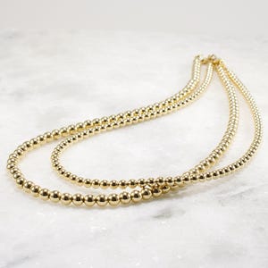14k Gold Filled Bead Necklace: Luxe Chunky Statement Jewelry 4mm or 5mm image 8