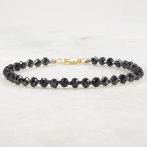 Black Spinel Bracelet, Gemstone Bead Bracelet, 14k Gold Filled, 14k Rose Gold Filled, Sterling Silver
