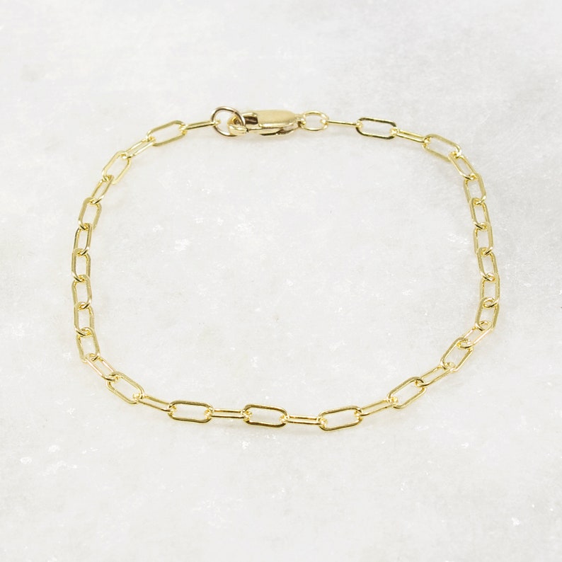 Gold Paper Clip Bracelet, Small Link, Medium Link, 14k Gold Filled, Women, Girlfriend, Mom Gift, Stacking Bracelet image 5