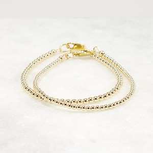 14k Gold Filled Bead Bracelet · 2.5mm or 3mm · Minimal Everyday Layering Bracelet