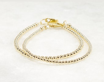 14k Gold Filled Bead Bracelet · 2.5mm or 3mm · Minimal Everyday Layering Bracelet