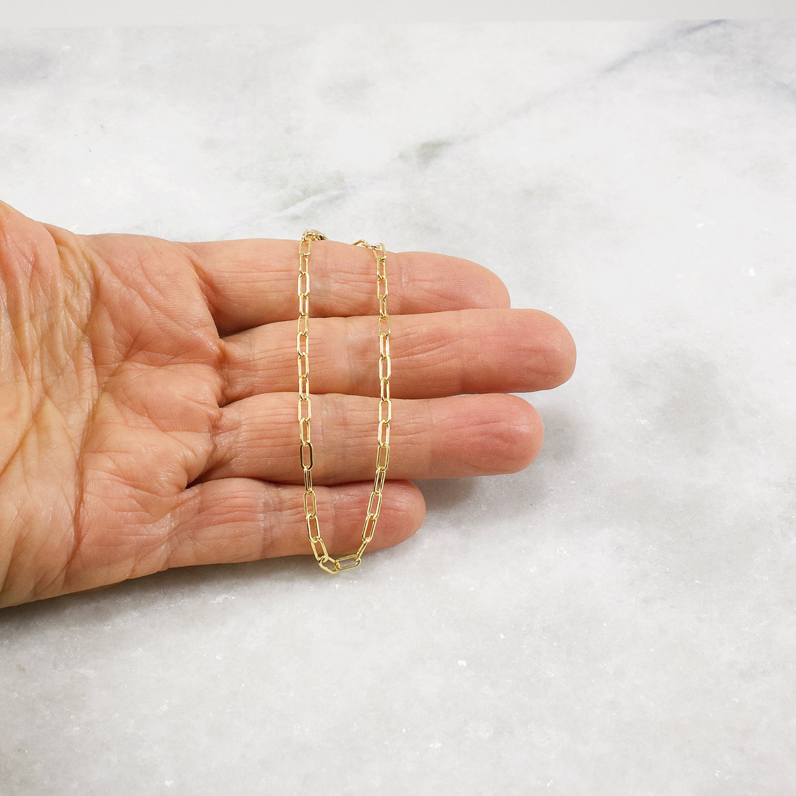 Gold Paper Clip Bracelet Small Link Medium Link 14k Gold Etsy