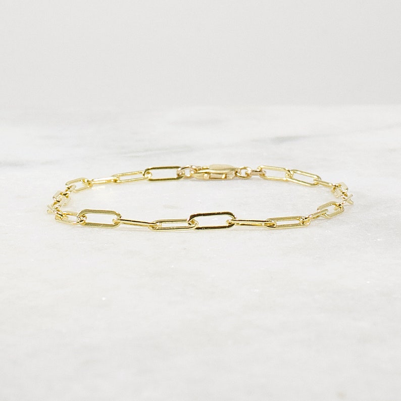 Gold Paper Clip Bracelet, Small Link, Medium Link, 14k Gold Filled, Women, Girlfriend, Mom Gift, Stacking Bracelet image 1