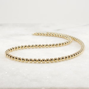 14k Gold Filled Bead Necklace Luxe High Quality Everyday Chunky Statement Necklace Birthday Gift for Her 5mm