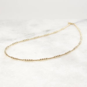 Gold Necklace, 14k Gold Filled, 2mm Beads, 3mm Beads, Gold Bead Necklace