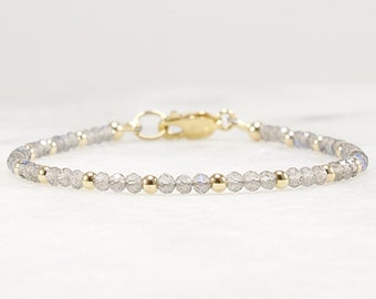 Delicate Labradorite Bracelet, 14k Gold Filled Clasp, Stacking Gemstone