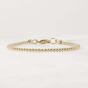 Gold Filled Beaded Bracelet, 2mm, Tiny Petite